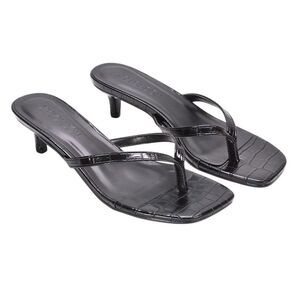 XY London Womens/Ladies Jane Toe Post Low Kitten Heel Mule Sandals / Black